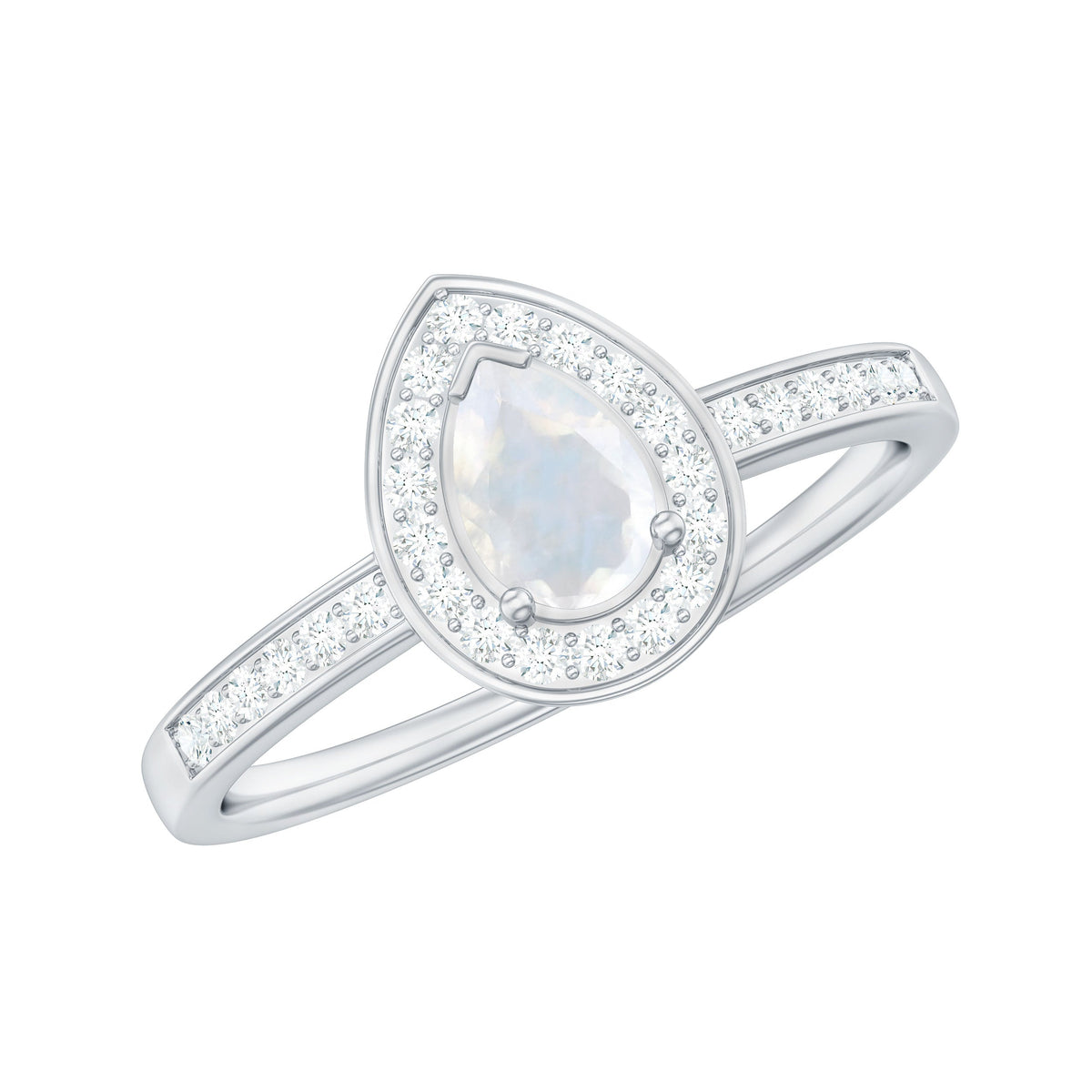 0.8 Carat Classic Moonstone and Diamond Halo Engagement Ring