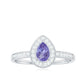 Natural Pear Cut Tanzanite Teardrop Engagement Ring with Diamond Halo