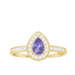 Natural Pear Cut Tanzanite Teardrop Engagement Ring with Diamond Halo