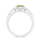 Natural 1 Carat Peridot Teardrop Engagement Ring with Diamond Halo