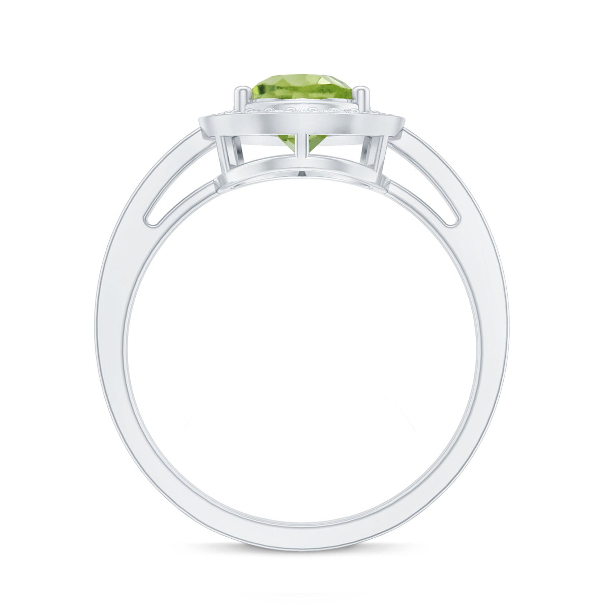 Natural 1 Carat Peridot Teardrop Engagement Ring with Diamond Halo