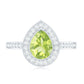 Natural 1 Carat Peridot Teardrop Engagement Ring with Diamond Halo