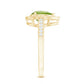 Natural 1 Carat Peridot Teardrop Engagement Ring with Diamond Halo