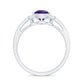 Real 1 Carat Amethyst Pear Shaped Engagement Ring with Diamond Halo