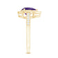 Real 1 Carat Amethyst Pear Shaped Engagement Ring with Diamond Halo