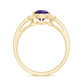 Real 1 Carat Amethyst Pear Shaped Engagement Ring with Diamond Halo