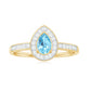 Natural Pear Shape Aquamarine Teardrop Engagement Ring with Diamond Halo