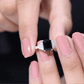 Anillo de compromiso de ónix negro con corte esmeralda de 1,8 quilates con diamantes, certificado
