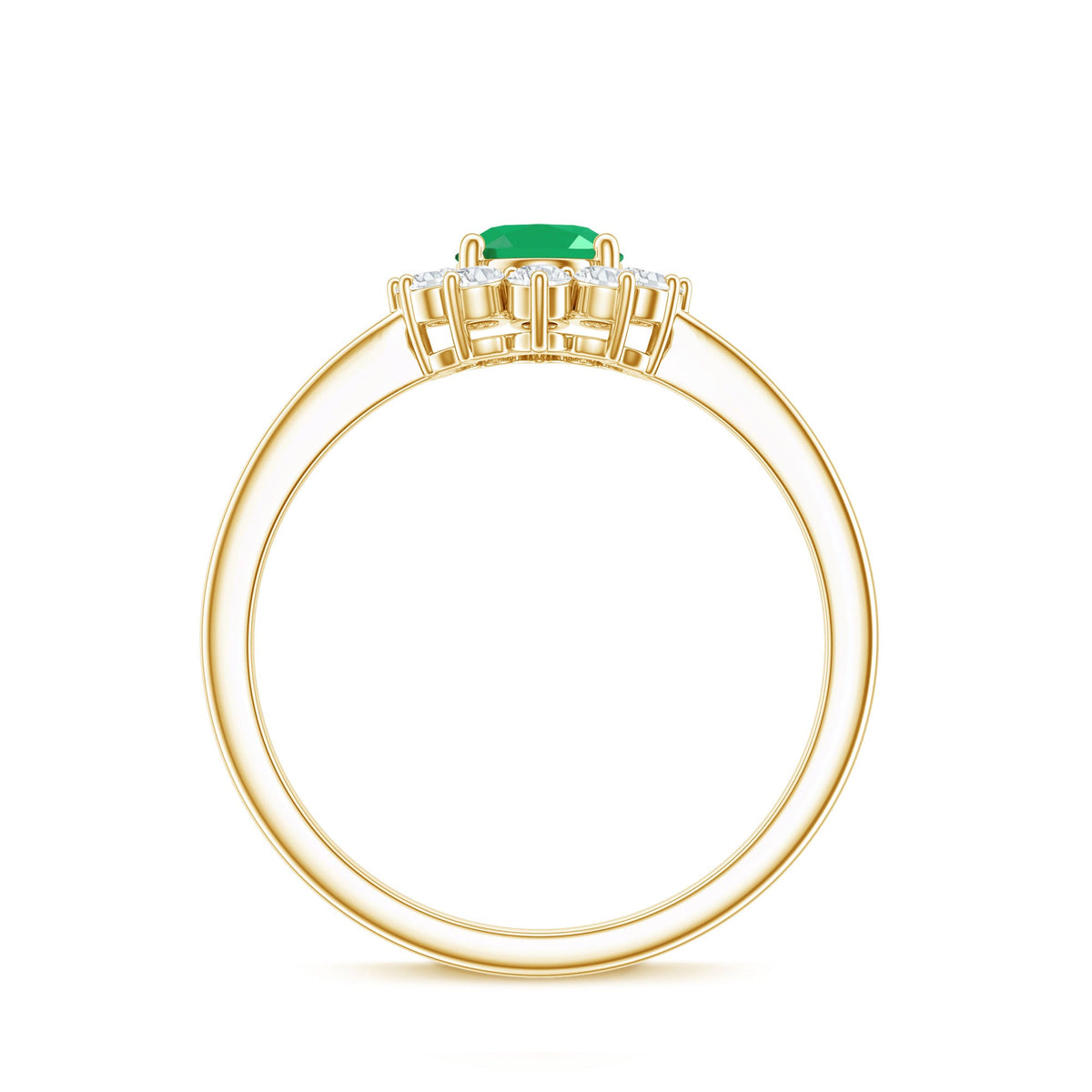 Natural 0.7 Carat Emerald Oval Engagement Ring with Diamond Halo