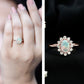 Anillo de compromiso ovalado de ópalo etíope auténtico certificado con halo de diamantes