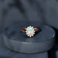 Anillo de compromiso ovalado de ópalo etíope auténtico certificado con halo de diamantes