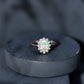 Anillo de compromiso ovalado de ópalo etíope auténtico certificado con halo de diamantes