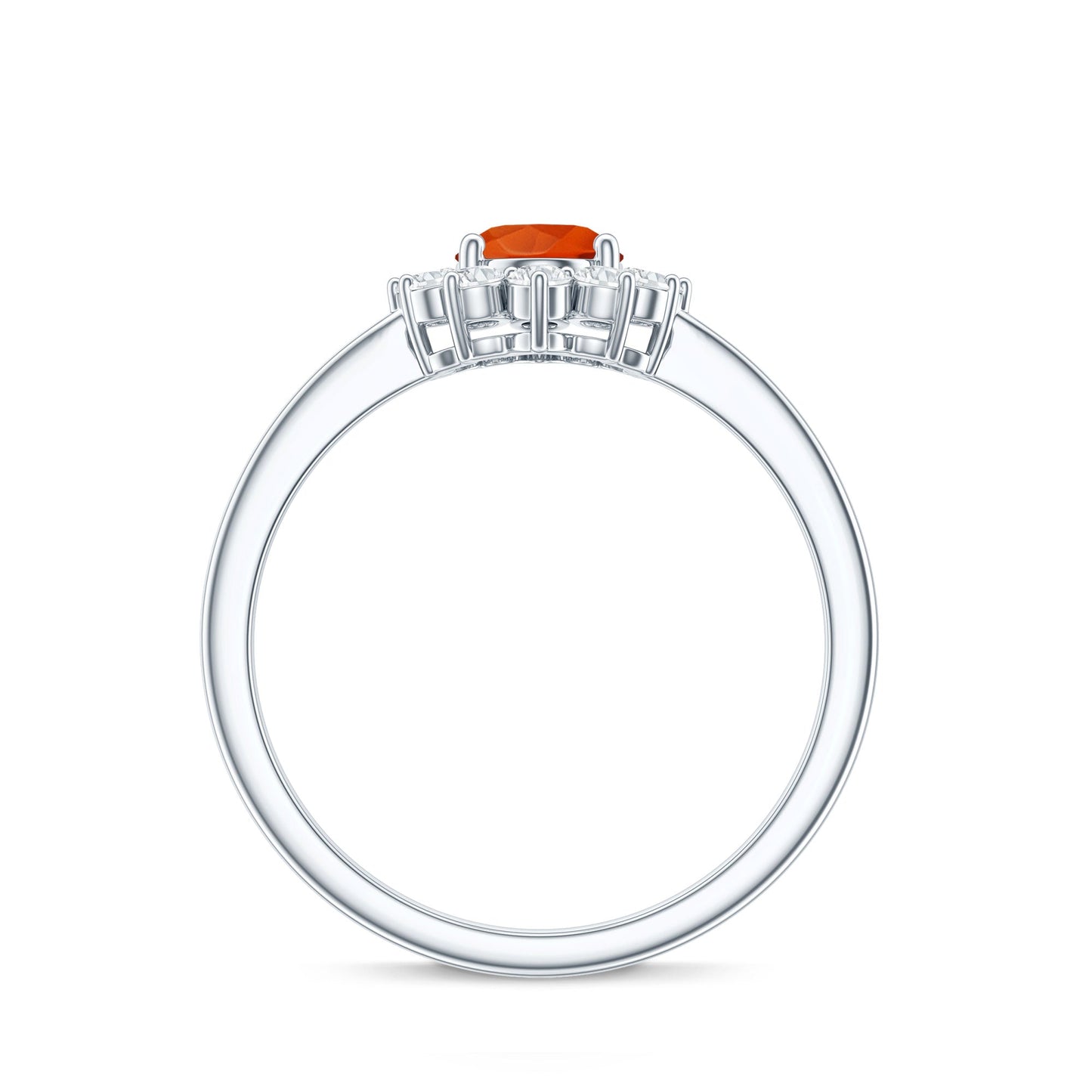 Anillo de compromiso de ópalo de fuego y diamantes inspirado en la Princesa Diana de 0,6 quilates