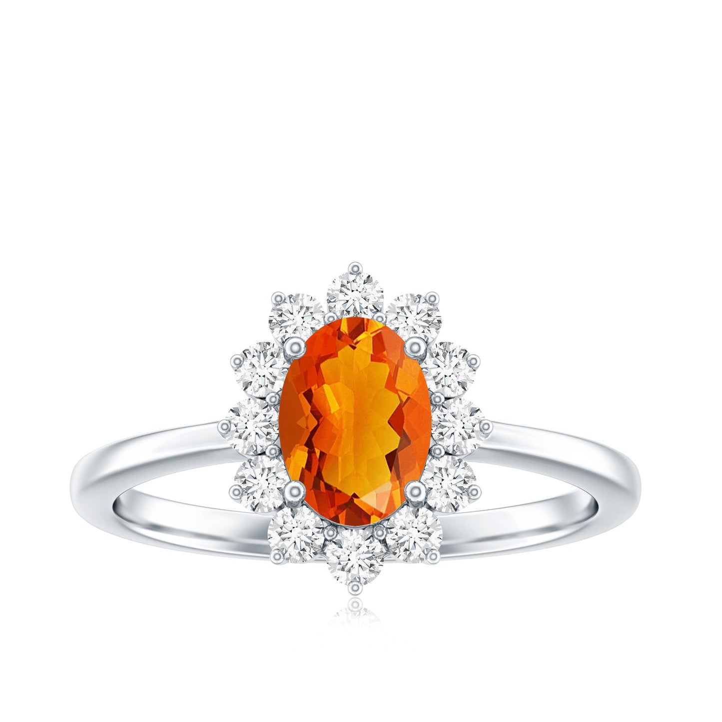Anillo de compromiso de ópalo de fuego y diamantes inspirado en la Princesa Diana de 0,6 quilates