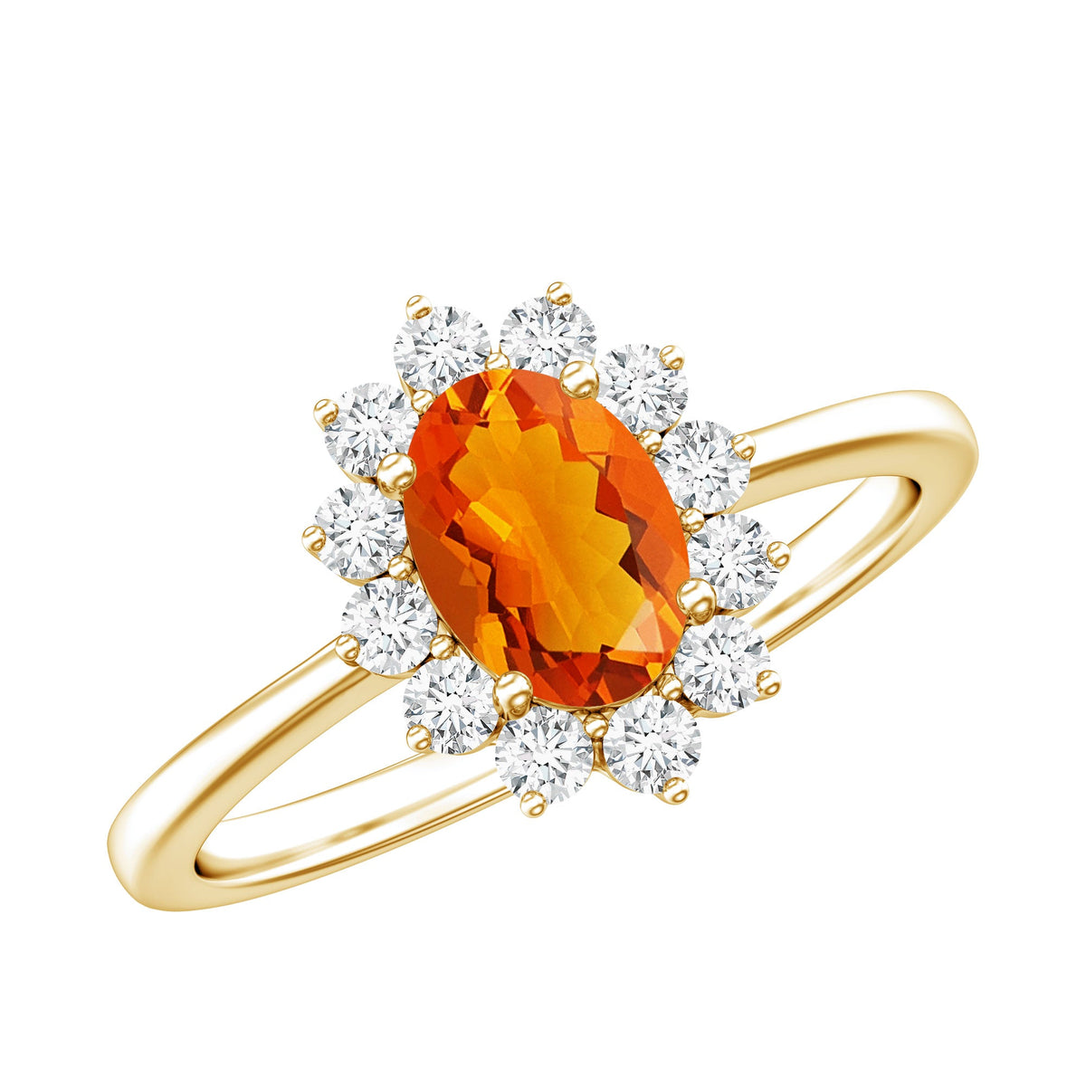 Anillo de compromiso de ópalo de fuego y diamantes inspirado en la Princesa Diana de 0,6 quilates
