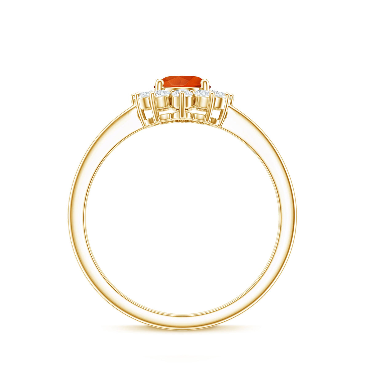 Anillo de compromiso de ópalo de fuego y diamantes inspirado en la Princesa Diana de 0,6 quilates