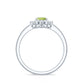 Real 1 Carat Peridot Oval Engagement Ring with Diamond Halo