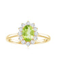 Real 1 Carat Peridot Oval Engagement Ring with Diamond Halo