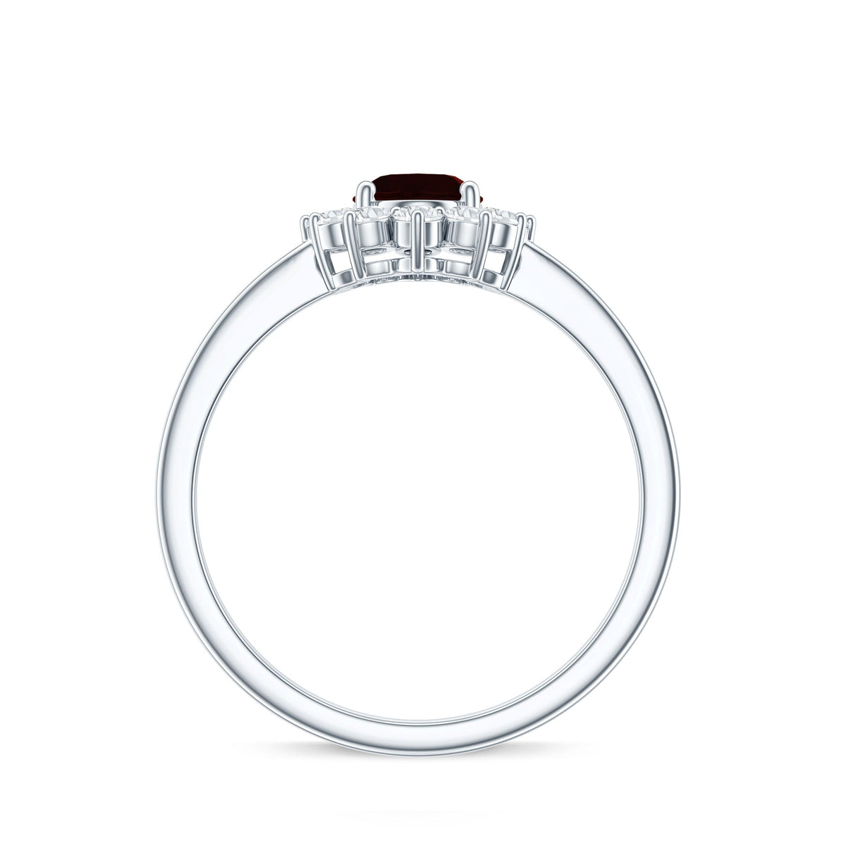 Natural 1.5 Carat Garnet Oblong Engagement Ring with Diamond Halo