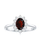 Natural 1.5 Carat Garnet Oblong Engagement Ring with Diamond Halo