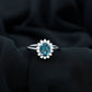 Real 1 Carat London Blue Topaz Princess Diana Inspired Engagement Ring with Diamond