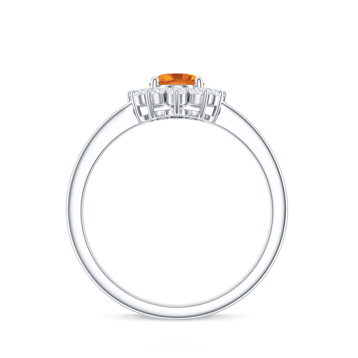 Real 1 Carat Citrine Oval Shape Engagement Ring with Diamond Halo