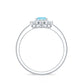 Natural 1 Carat Aquamarine Oval Engagement Ring with Diamond Halo