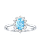 Natural 1 Carat Aquamarine Oval Engagement Ring with Diamond Halo