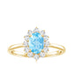 Natural 1 Carat Aquamarine Oval Engagement Ring with Diamond Halo