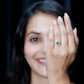 Lab Created Emerald Princess Diana Inspired Engagement Ring with Diamond