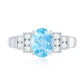 Real 1 Carat Aquamarine Statement Engagement Ring with Diamond