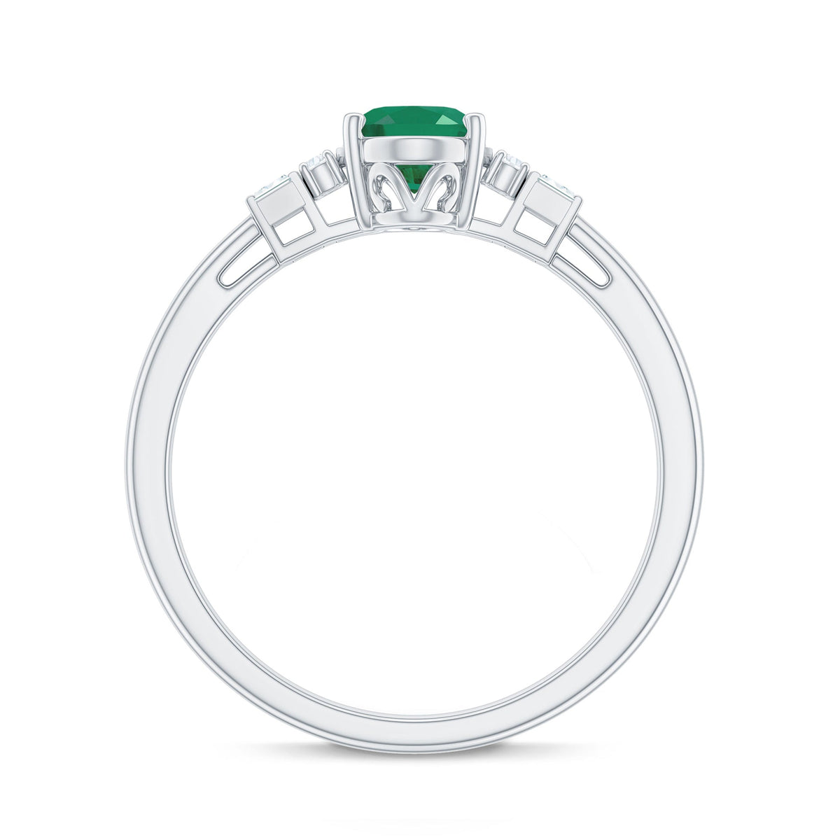 Natural Emerald and Diamond Engagement Ring for Her