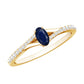 Anillo de compromiso minimalista con zafiro azul natural de 0,6 quilates y banda dividida con diamantes