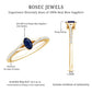 Anillo de compromiso minimalista con zafiro azul natural de 0,6 quilates y banda dividida con diamantes