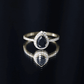 Certified 0.85 Carat Lab Grown Black Diamond Teardrop Engagement Ring with White Diamond Halo