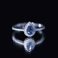 Natural Half Carat Blue Sapphire Teardrop Engagement Ring with Diamond Halo