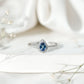 Natural Half Carat Blue Sapphire Teardrop Engagement Ring with Diamond Halo