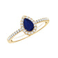 Natural Half Carat Blue Sapphire Teardrop Engagement Ring with Diamond Halo