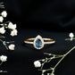 Natural Half Carat Blue Sapphire Teardrop Engagement Ring with Diamond Halo