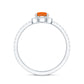 Genuine Fire Opal Teardrop Ring with Diamond Halo