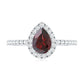Natural 0.8 Carat Garnet Teardrop Engagement Ring with Diamond Halo