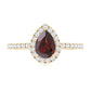 Natural 0.8 Carat Garnet Teardrop Engagement Ring with Diamond Halo
