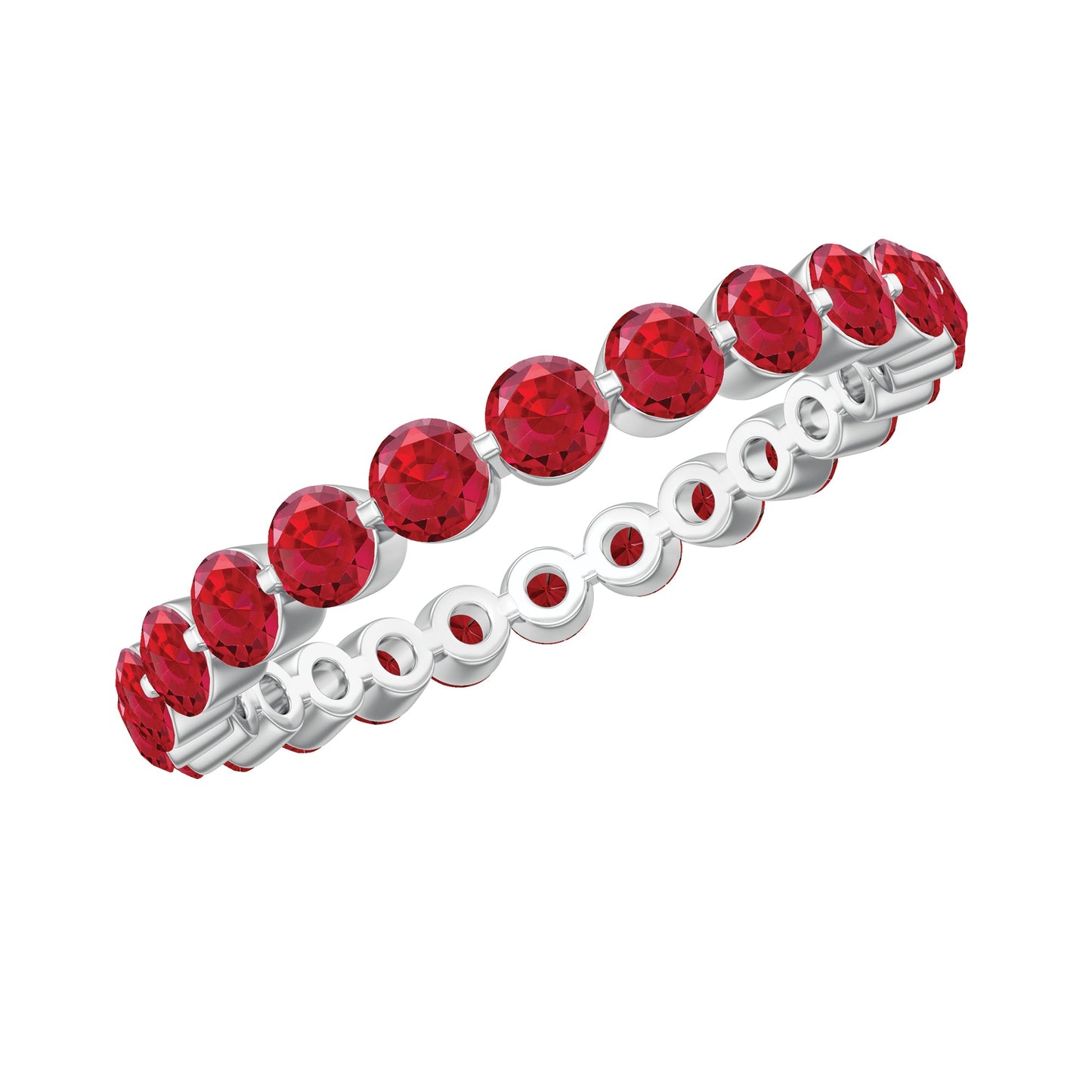 Certified Lab Created Ruby Eternity Wedding Band for Women