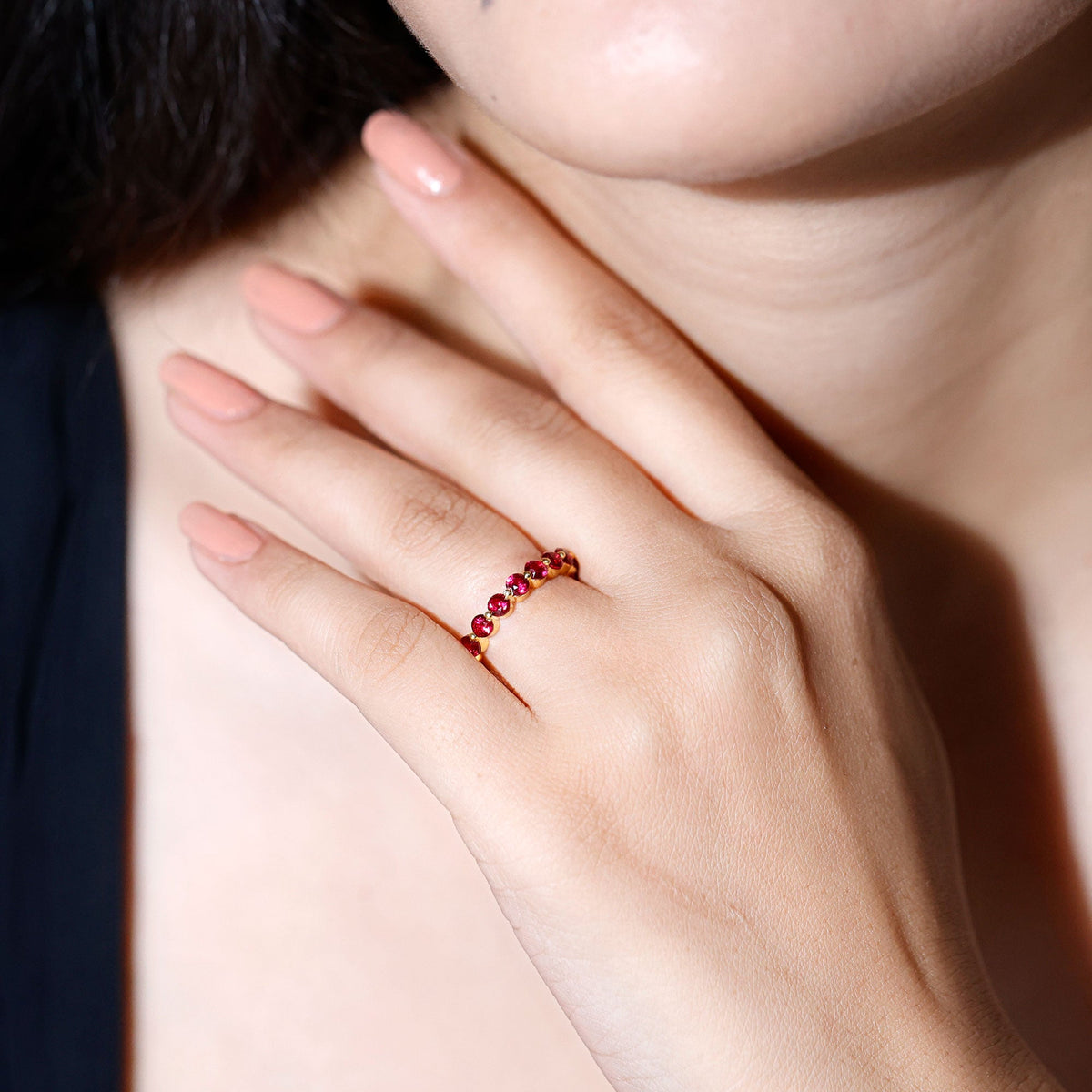 Certified Lab Created Ruby Eternity Wedding Band for Women