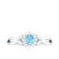 Natural Aquamarine Flower Promise Ring with Diamond