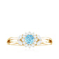 Natural Aquamarine Flower Promise Ring with Diamond