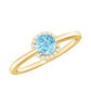 Anillo de Promesa de Aguamarina Real Certificada con Halo de Diamantes