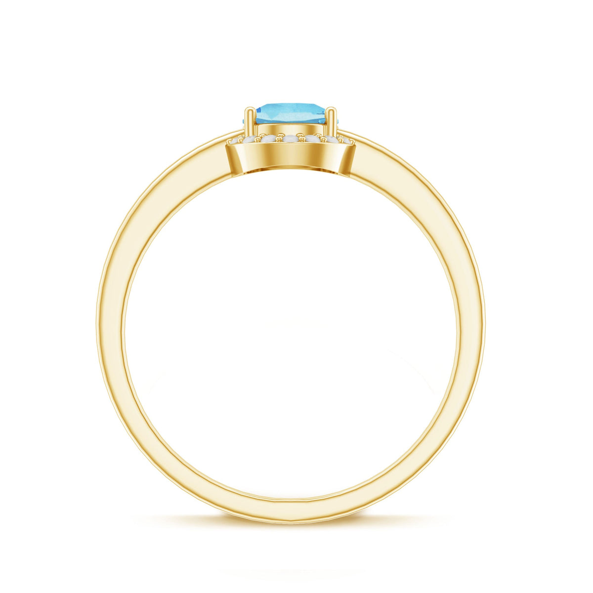 Anillo de Promesa de Aguamarina Real Certificada con Halo de Diamantes