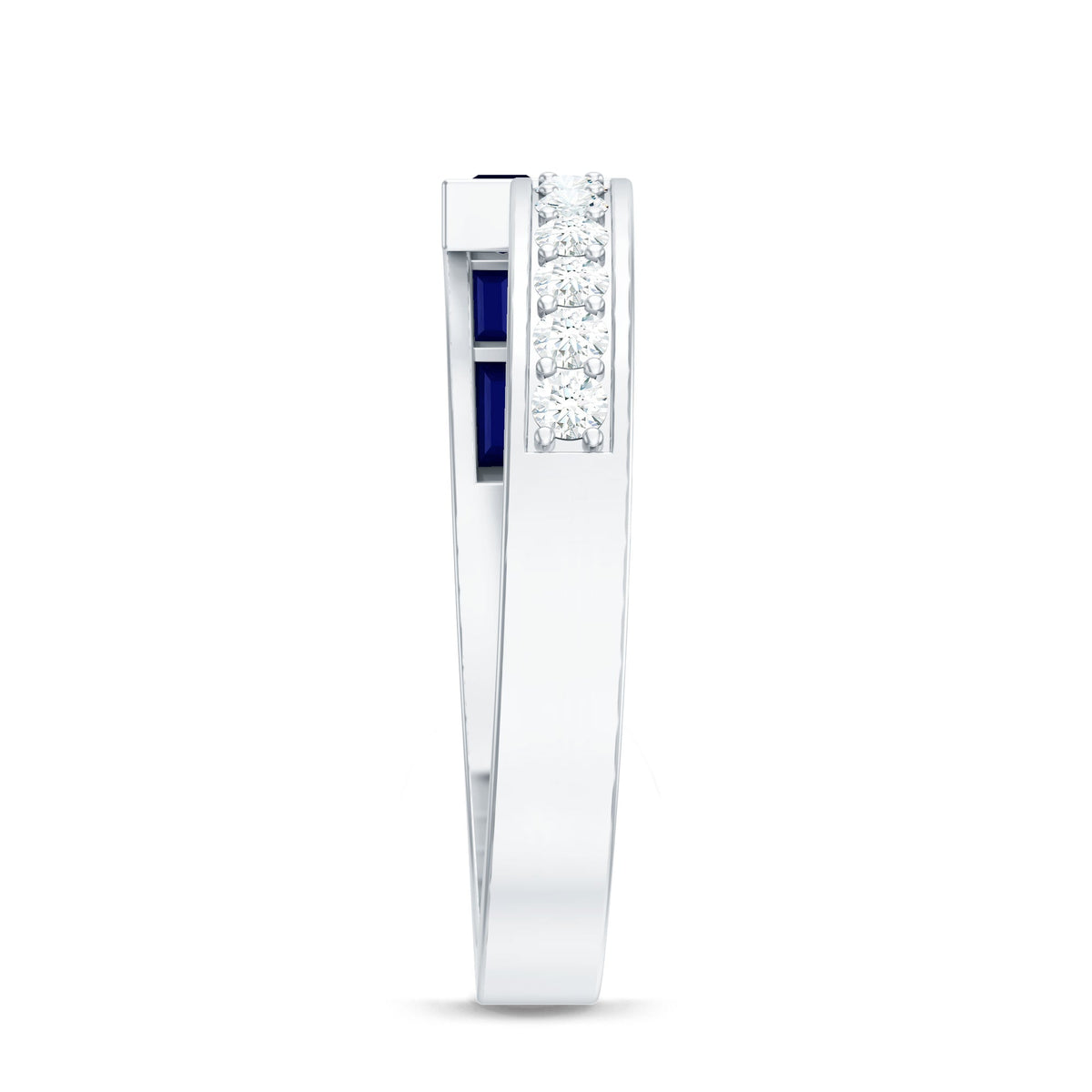Natural Blue Sapphire Diamond Anniversary Band Ring