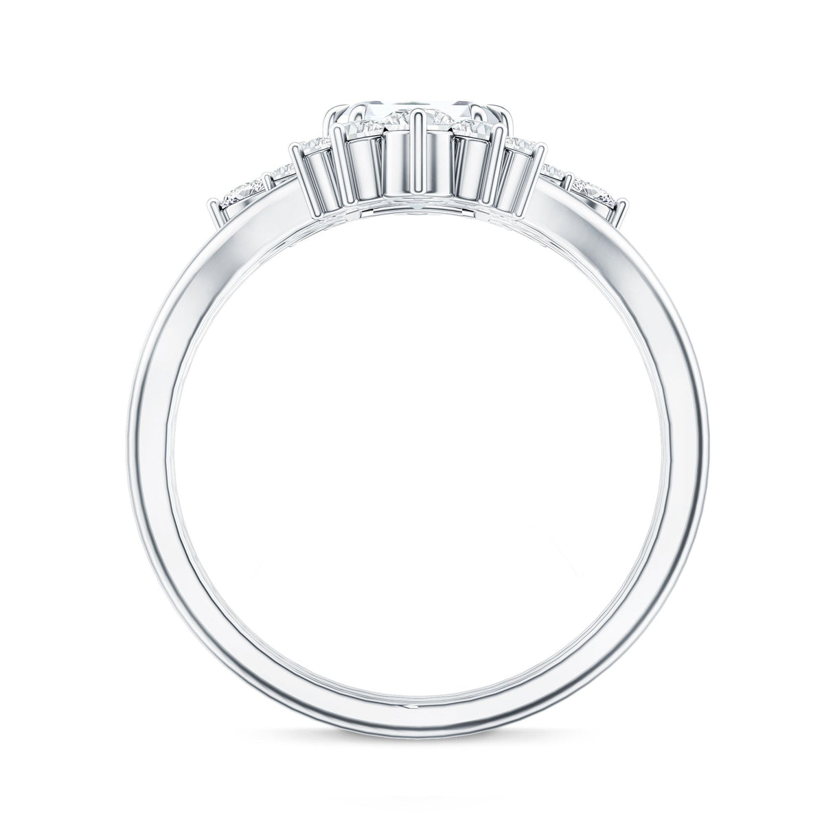 Designer Emerald Cut Moissanite Wedding Ring Set for Women
